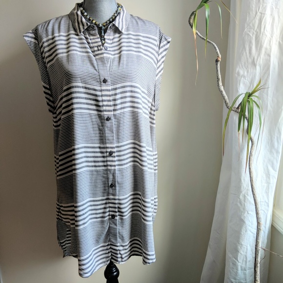 [Calvin Klein] Stripe Button Down Shirtdress Sz XL - Picture 1 of 8